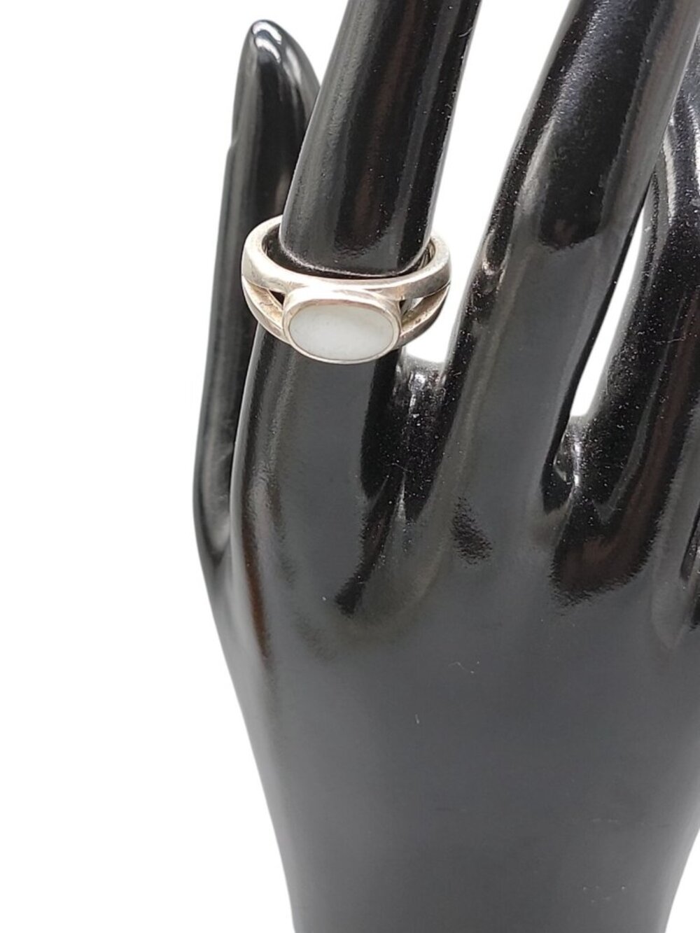 SU Sterling Silver Mother Of Pearl Ring Size 8 Band Style Thailand 925 Gemstone - Picture 2 of 16
